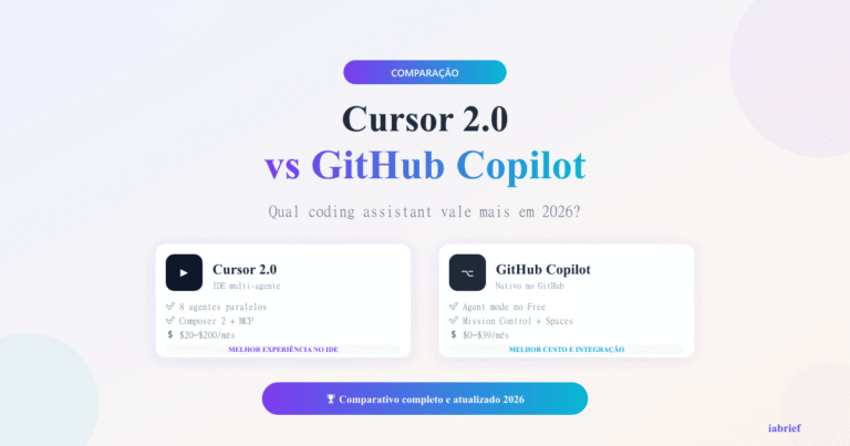 Comparativo Cursor 2.0 vs GitHub Copilot 2026 — agentes paralelos, Composer 2 e Mission Control