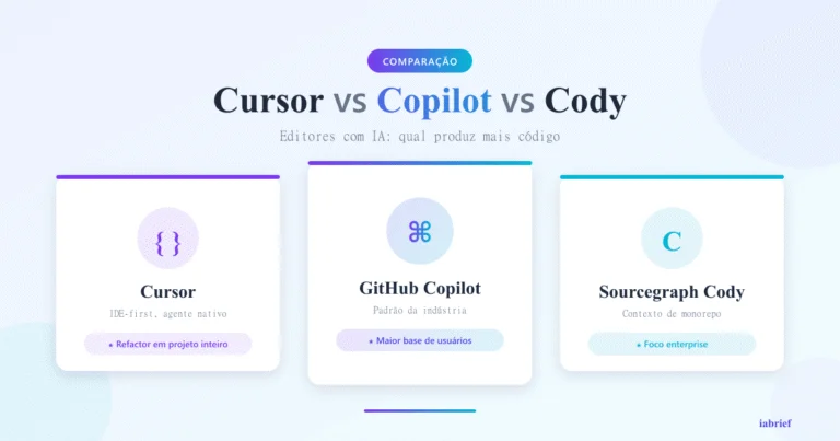 Cursor vs GitHub Copilot vs Cody: qual o melhor editor de código com IA em 2026?