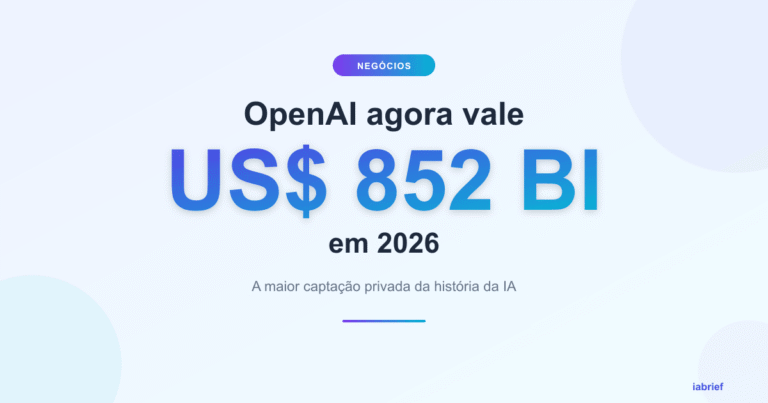 OpenAI agora vale US$ 852 bilhões em 2026 — a maior captação privada da história da IA